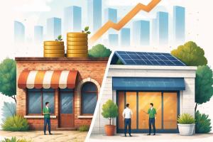 Immagine del prima e dopo l'intervento di ammodernamento di un negozio